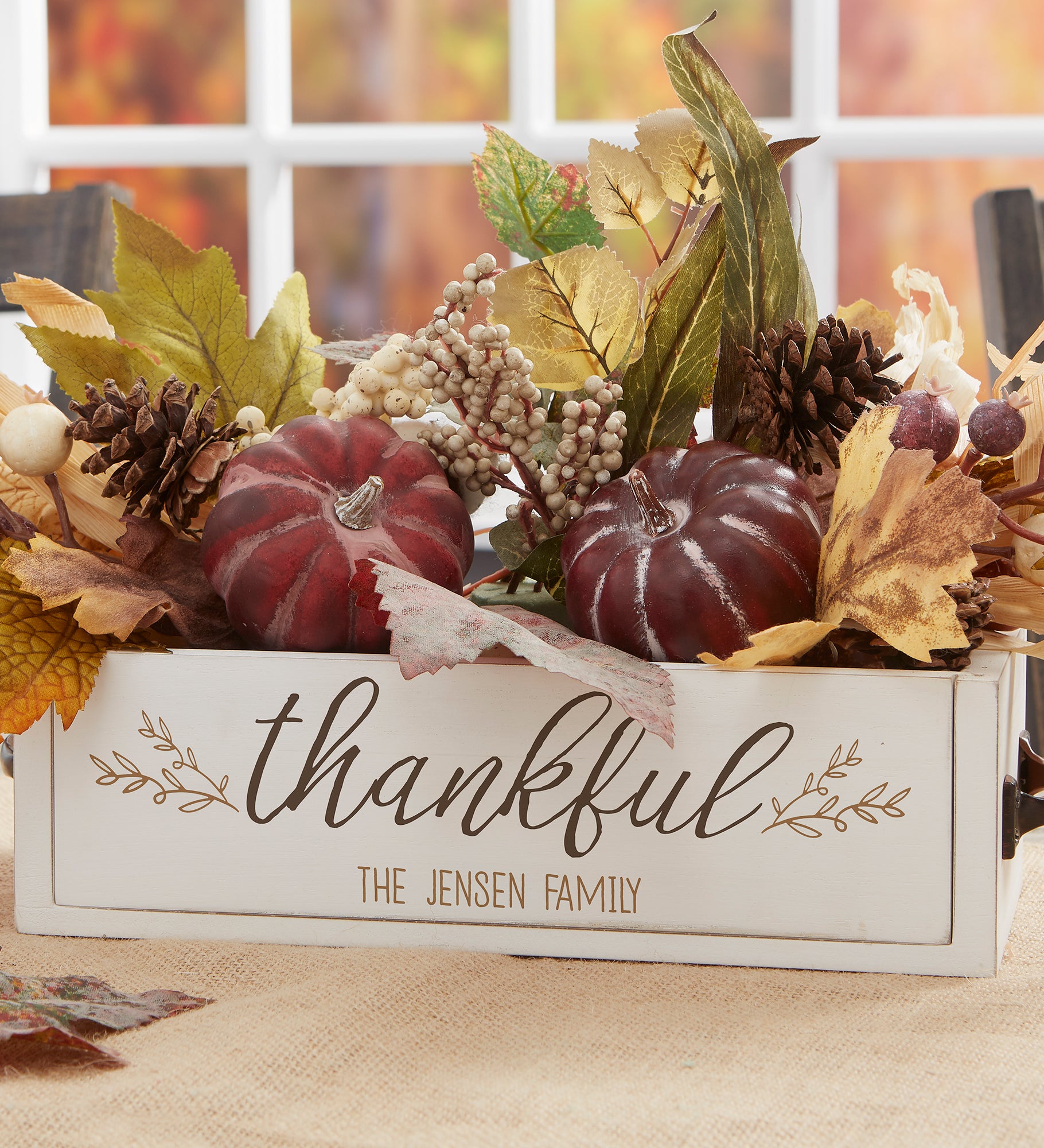 Thankful Personalized Fall Wooden Box Centerpiece